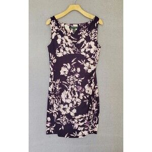 Lauren Ralph Lauren Women's Ruched Faux Wrap Purple Floral Knit Dress 12P